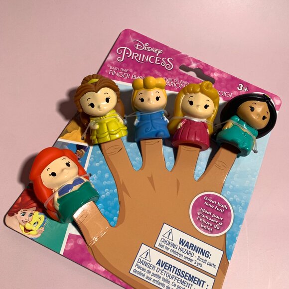 Disney Princess Bath Time Finger Puppets Set - Ariel, Belle, Cinderella, Aurora, - Picture 1 of 8